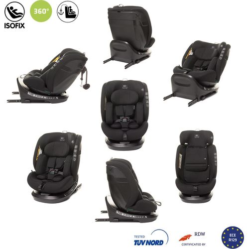 4BABY ROTO-FIX I-SIZE Reboarder Kindersitz 360 drehbar mit ISOFIX, 0-36 kg, 40-150 cm, Schwarz