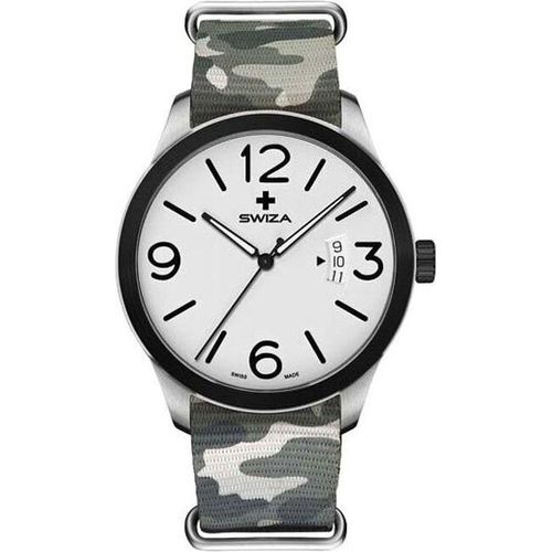 SWIZA Armbanduhr MAGNUS, ETA F07.111 Uhrwerk, Stahl 316L,, 316L-Lünette, PVD-beschichtet, grau-camo Nylonarmband