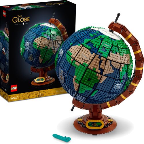 LEGO Ideas Globus Set für Erwachsene, 3D Weltkugel zum Basteln, Vintage Modell als Home Deko oder Zimmerdeko 21332