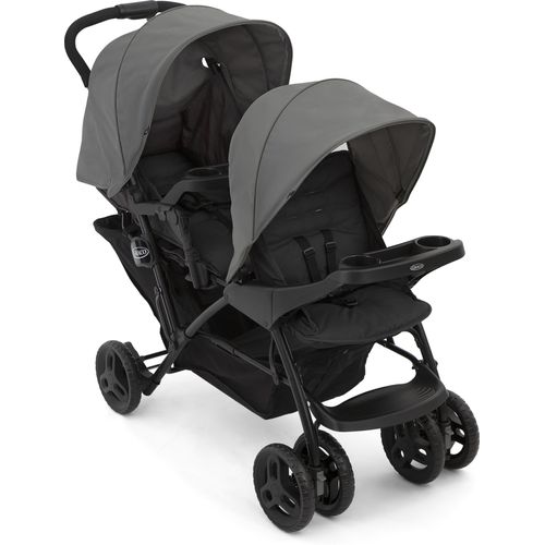 Graco Stadium Duo® Geschwisterwagen, Zwillingswagen ab Geburt bis ca. 3 Jahre (0-15 kg), Titanium