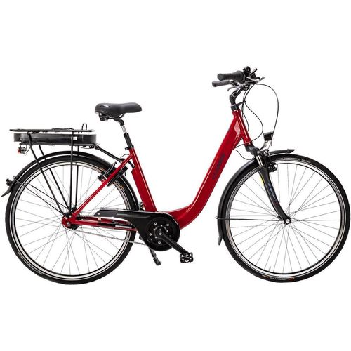 28 Zoll City E Bike Elektro Fahrrad 7 Gang Mittelmotor Pedelec Continental Rot
