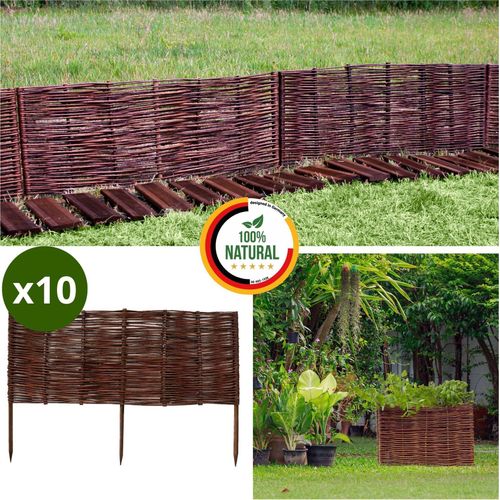 Floranica 10 Stück Beetbegrenzung aus Weide 30 cm x 100 cm Rasenkante aus Weidengeflecht Beeteinfassung Rasenkante Beetzaun Weidenzaun