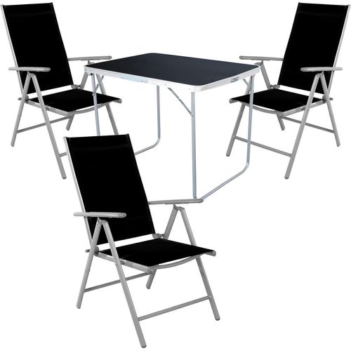 4-tlg Camping Set Gartenmöbel Campingtisch + 3 Campingstuhl Klappstuhl