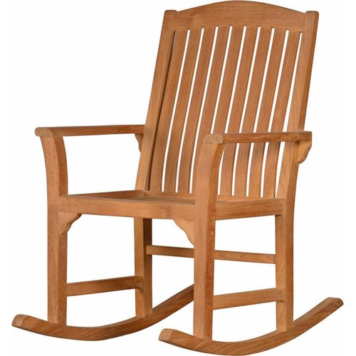 Teak Schaukelstuhl Schwingstuhl Teakholz als hochwertiger Schaukelsessel Massivholz Gartenstuhl