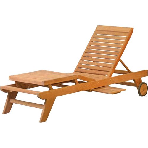 Gartenliege Moderne Teak Sonnenliege in als stilvolle Relaxliege verstellbare Teak-Liege mit Rädern und Fuß-Plateau