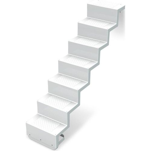 Treppe ELEGANZ 80 Randbefestigung 6-stufig für Universal-Einbau aus Polyester, Farbe:weiß