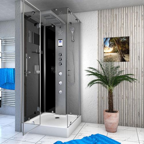 Dampfdusche Duschtempel Sauna Dusche Duschkabine D38-13L3-EC 90x90 cm