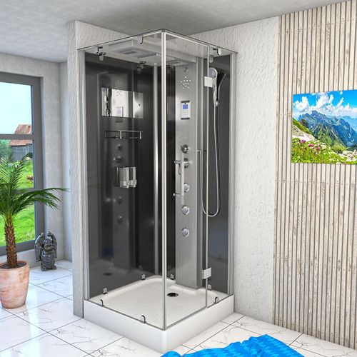 Dampfdusche Duschtempel Sauna Dusche Duschkabine D38-03R2 80x80 cm