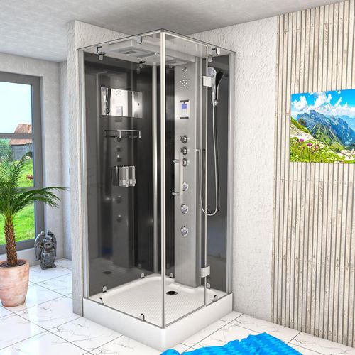 Dampfdusche Duschtempel Sauna Dusche Duschkabine D38-03R3-EC 80x80 cm