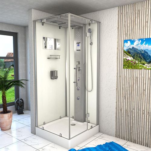 Dampfdusche Duschtempel Sauna Dusche Duschkabine D38-00R2-EC 80x80 cm