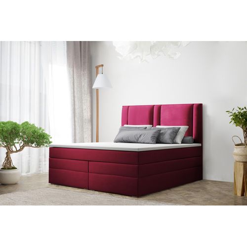 Boxspringbett Schlafzimmerbett CANDELA DELUX 160x200cm in Stoff Bordeaux