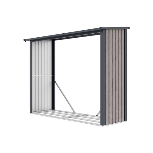 Kaminholzregal aus verzinktem Stahl mit Holzeffekt 4,9 Ster - 4,1 m3 - 242 x 89 x 190 cm - WINWOOD