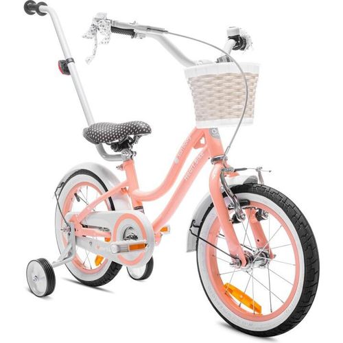 Mädchen fahrrad 14 Zoll Glocke Zusatzräder Schubstange Heart Bike Aprikose