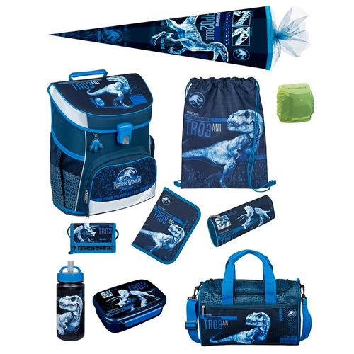 JURASSIC WORLD DINOSAURIER Schulranzen Scooli Campus Fit 10-teiliges Set mit Sporttasche und Schultüte