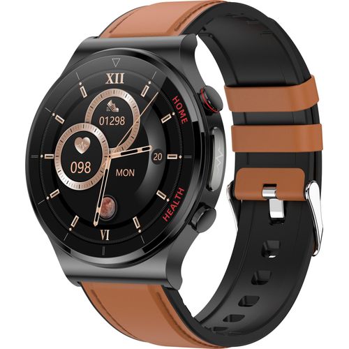 Leder BraunE300 Präzise Blutdruckuhr mit Pulsuhr Schlafmonitor, lange Bereitschaft, tragbares Handgelenk-Blutdruckmessgerät Smart Watch