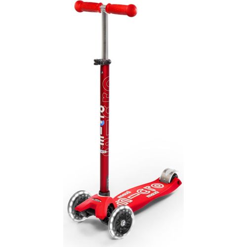 Micro Maxi Scooter Deluxe LED rot - höhenverstellbarer Lenker - Kinderroller