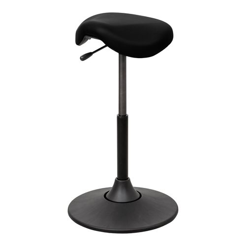 STIER Multibeweglicher Hocker, ergonomisch geformter Sattelsitz, schwarzes Kunstleder, höhenverstellbar 51-70 cm