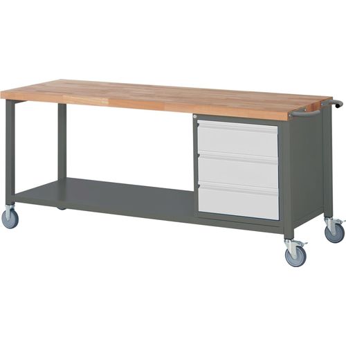 STIER Fahrbare Werkbank Premium mit 3 Schubladen BxTxH 2000x700x880 mm