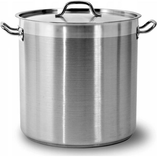 Kochtopf aus Edelstahl mit Randverstärkung und Deckel 50l Kessel Ø32cm