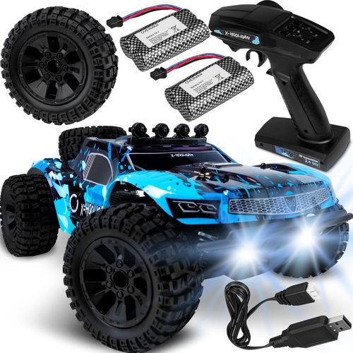 OVERMAX Hooligan Großes schnelles RC Auto, Maßstab 1:10, Geschwindigkeit 35 km/h, Reichweite 100 Meter, 4x4-Antrieb, 40 Minuten Fahrspaß, LED