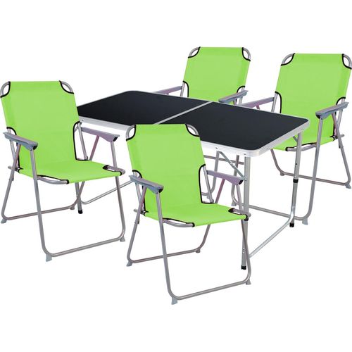 5-teiliges Campingmöbel Set Black Alu 120x60x58/70cm Limegrün