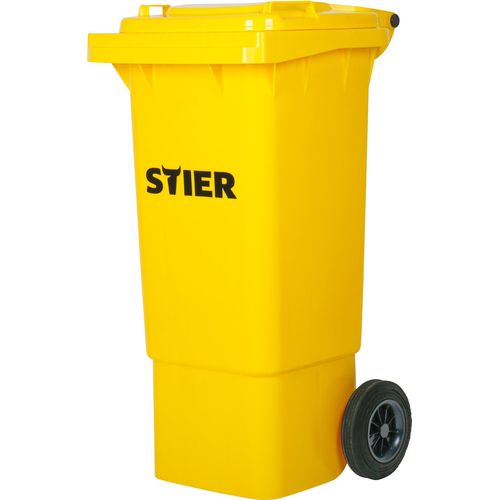 STIER 2-Rad-Müllgroßbehälter, Mülltonne, Volumen 80 Liter, Mülleimer, Farbe: Gelb, Größe: 445 x 520 x 939 mm, Restmülltonne mit Rädern und Deckel, Universaltonne