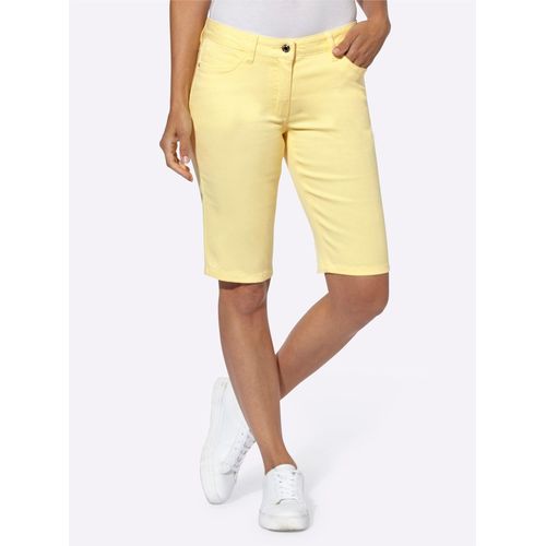Jeansbermudas CASUAL LOOKS, Damen, Gr. 44, Normalgrößen, gelb (zitrone), 98% Baumwolle, 2% Elasthan, unifarben, kurz, Jeans