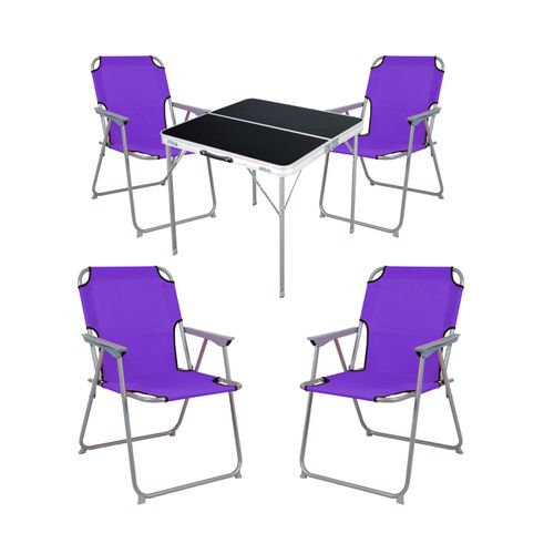 5-teiliges Campingmöbel Set Alu L80xB80xH70cm Lila