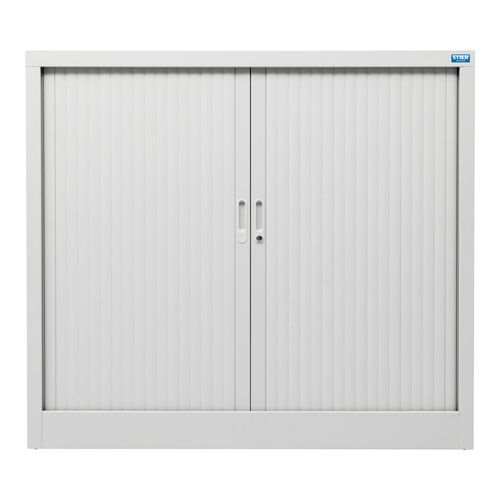 STIER Rolladenschrank Basic, 2 verzinkte Fachböden, Maße 1070x1200x450mm, in Lichtgrau, feuerfeste Türelemente, inklusive Sicherheitsschloss, ideal für Büro- und Lagerräume