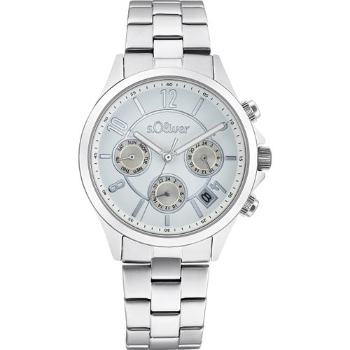 s.Oliver Damen Quarz Armbanduhr aus Edelstahl mit Edelstahl Band - 2033556