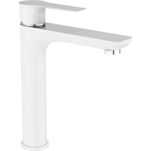 Design Waschtisch-Aufsatzarmatur mit Klick-Klack-Stöpsel Weiß/Chrom