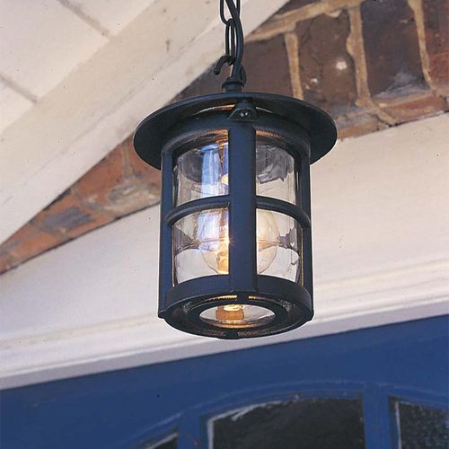 Außenleuchte, Kettenlaterne, ALU Glas, D 15 cm, Schwarz
