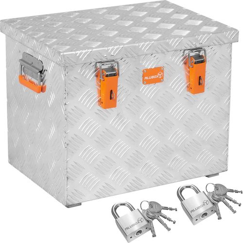 ALUBOX STRONG Riffelblech Alukiste 70 Liter + 2x Edelstahl Vorhängeschloss 40 mm - 70 Liter