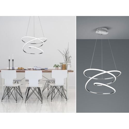 LED Pendelleuchte Bologna Metall Chrom/Weiß 3 Stufen Dimmer Ø50cm
