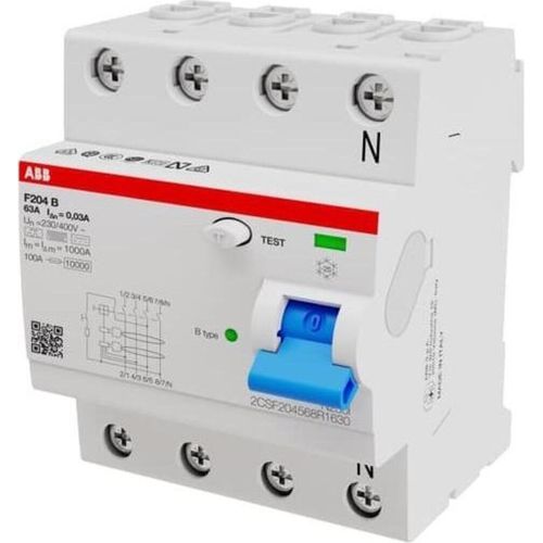 ABB Stotz S&J FI-Schutzschalter TypB 4P 63A,30mA,3kA,4TE F204B-63/0,03-4TE (2CSF204568R1630)