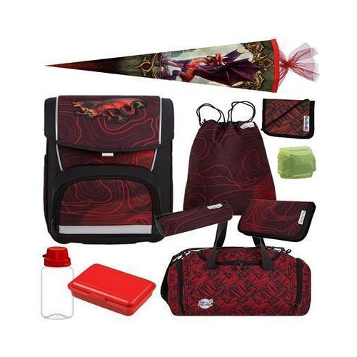 McNeill Schulranzen BASIC DRAGON Drache 10-teiliges Set mit Sporttasche und Schultüte