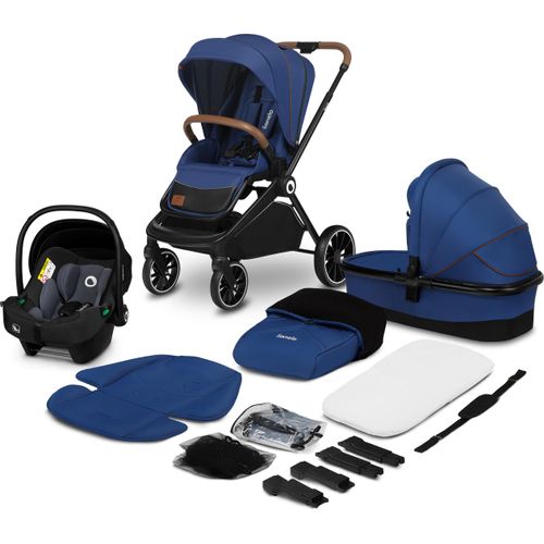 Lionelo Mika 3in1 Set Kinderwagen, Babywanne, Babyschale. Im Set Moskitonetz, Fußabdeckung, Regenschutz. Wartungsfreie Gummiräder. Leichte Konstruktion