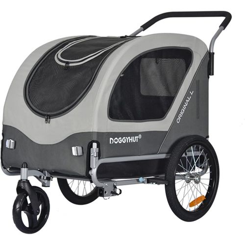 DOGGYHUT Large Fahrradanhänger & Hundebuggy 2 in 1 für Hunden bis 35kg Hundeanhänger Jogger Hundewagen mit Feststellbremse