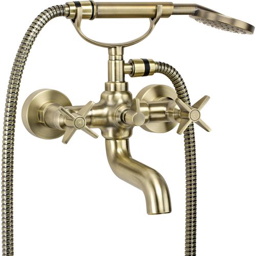 Wannenarmatur, mit Duschset Zweigriff Messing