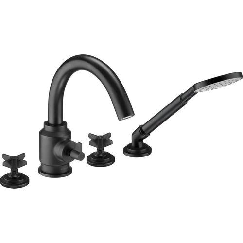 Wannenarmatur, 4 Löcher, mit Duschset Nero