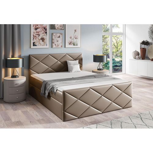 Boxspringbett Schlafzimmerbett KOSMOS 180x220cm Kunstleder Madryt Cappuccino
