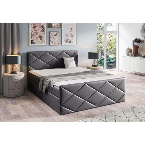 Boxspringbett Schlafzimmerbett KOSMOS 160x220cm Kunstleder Madryt Anthrazit