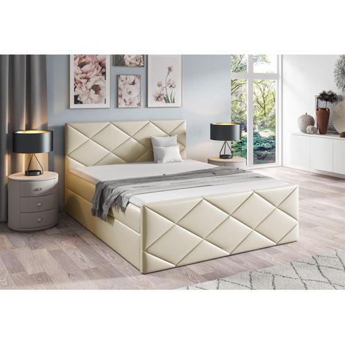Boxspringbett Schlafzimmerbett KOSMOS 180x220cm Kunstleder Madryt Creme