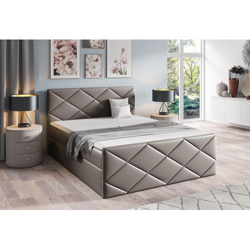 Boxspringbett Schlafzimmerbett KOSMOS 160x200cm Kunstleder Madryt Grau