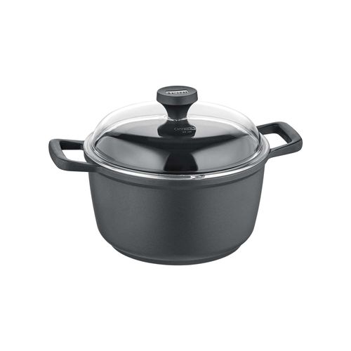 Kochtopf mit Glasdeckel 20 oder 24 cm, Aluminium, schwarz - Edition 100