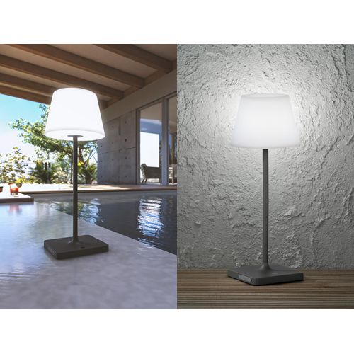 Tischleuchte MEL LED IP54 dunkelgrau 2700K L:15cm B:15cm H:39cm Ø15cm mit Touchdimmer stufenlos dimmbar
