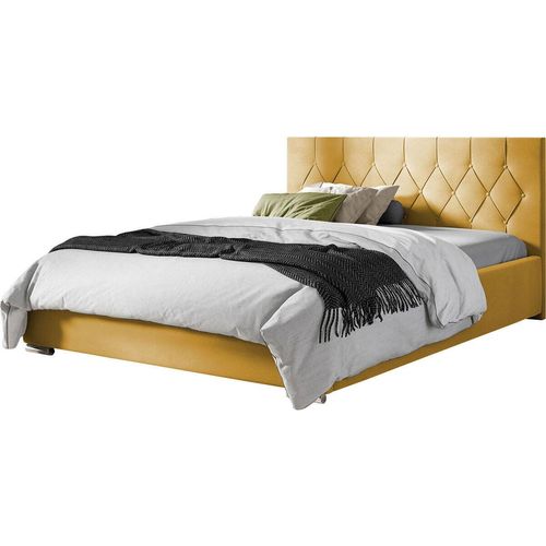 MIRJAN24 Polsterbett Loloz Tap, Doppelbett mit Bettkasten und Kopfteil, Ehebett (Farbe: Mikrofaza 0007, Größe: 140x200 cm)