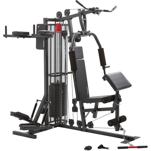Christopeit Zwei-Personen Trainingsstation – Multifunktionales Kraft- & Ausdauergerät, 45+ Übungen, 70 kg Steckgewichte, Verstellbarer Komfortsitz, Lordosestütze, Inkl. Arm- & Beinmanschetten