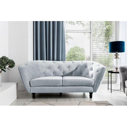 Sofa Designersofa CHARLOTTE 2-Sitzer in Stoff Matt Velvet Hellgrau
