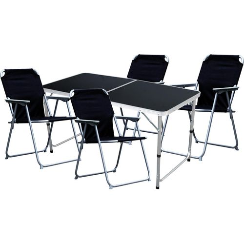5-teiliges Campingmöbel Set Black Alu 120x60x58/70cm schwarz